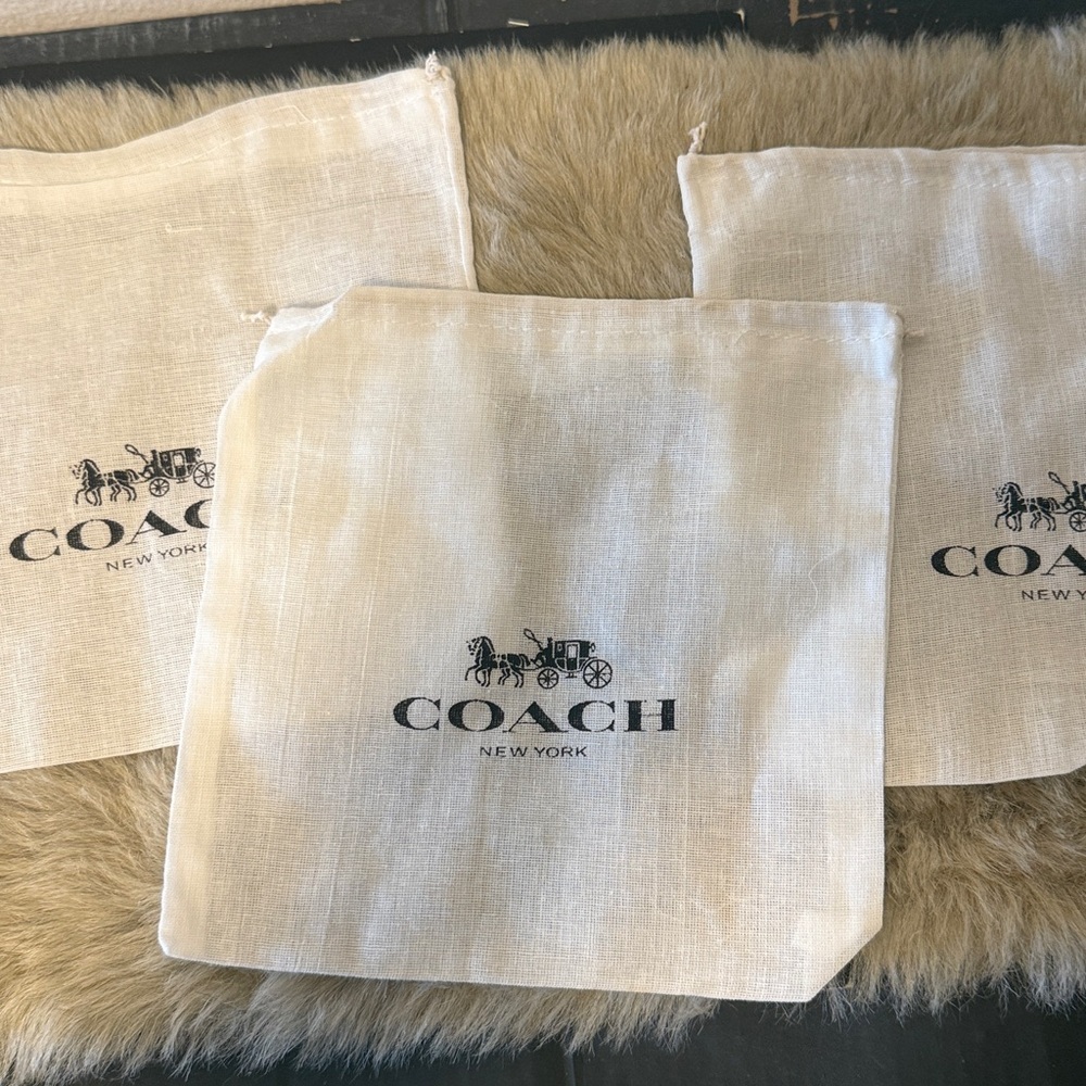 COACH Lot of 5 size 8" x 8" Drawstring Dust Bag Cover Storage Cloth - Picture 4 of 4